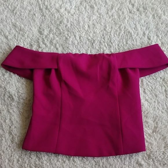 Express Tops - Fushia/Purple Off Shoulder Sleeved Tank by Express